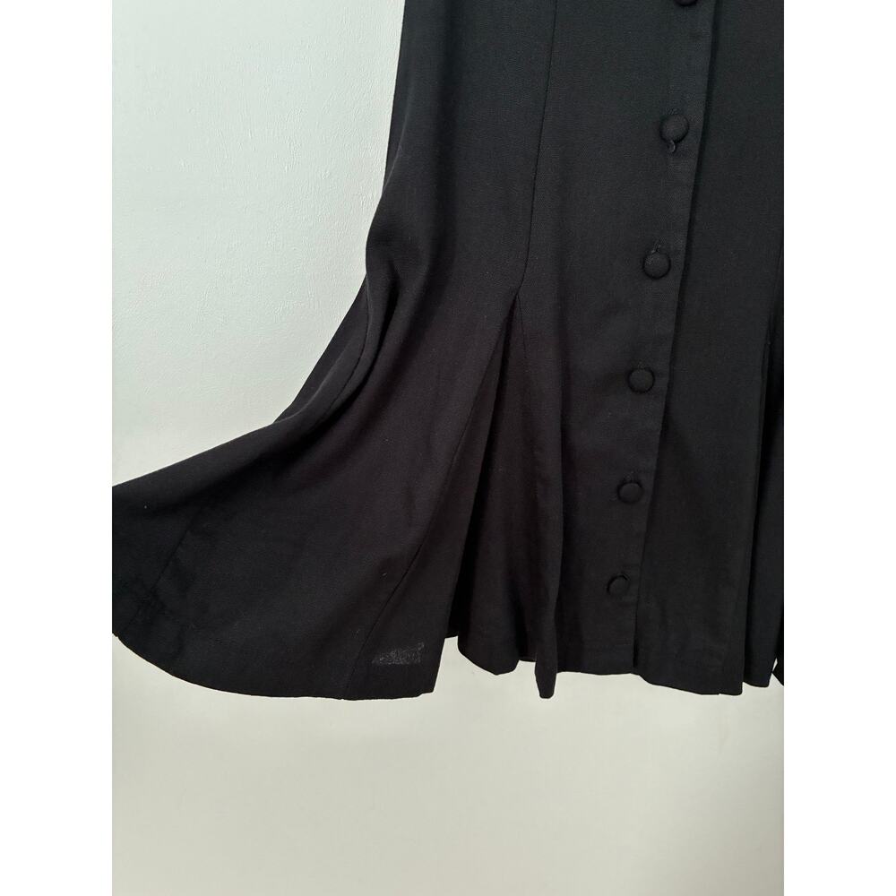 Monteau Black Sleeveless Button Front Dress Flirty Skirt Bottom 90's Size S - Picture 5 of 11